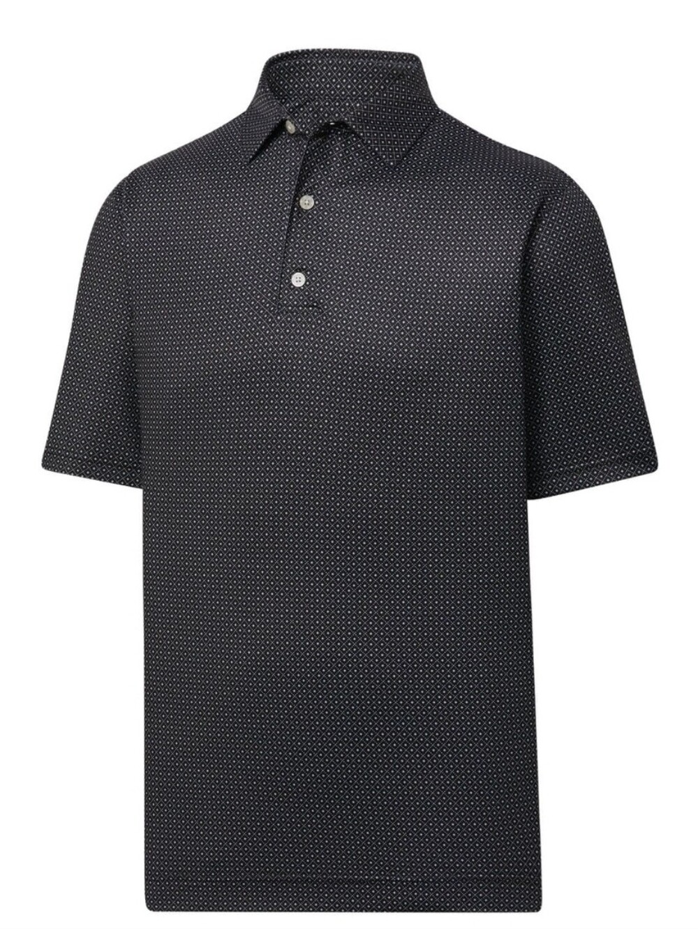 FootJoy Men's Black Grey White Dot Geo Print Lisle Polo Shirt